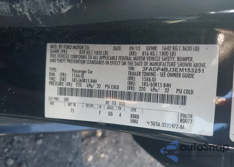 2014 Ford Fiesta Se из США, поврежденный, VIN 3FADP4BJ3EM153251